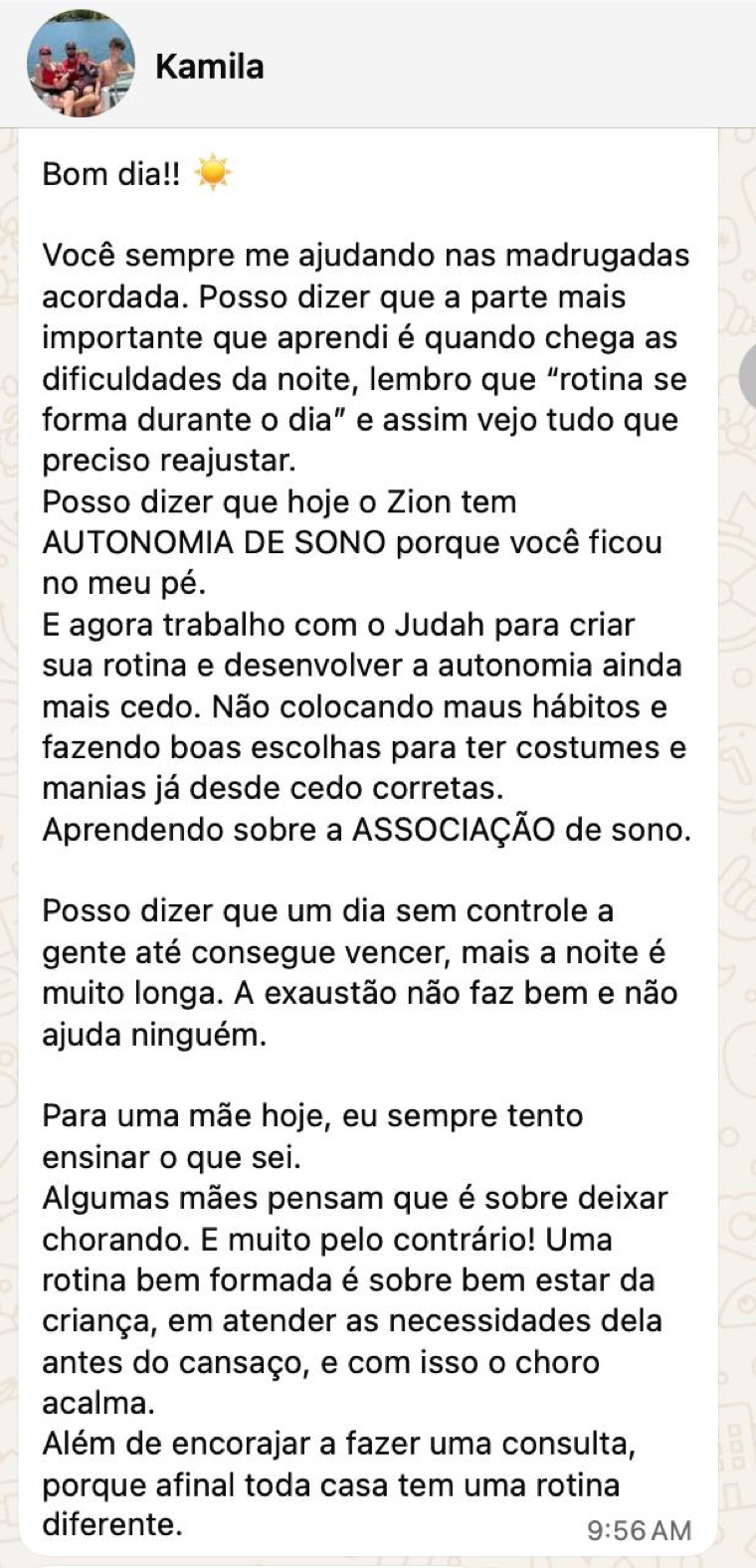 Real WhatsApp conversation with Kamila